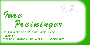 imre preininger business card